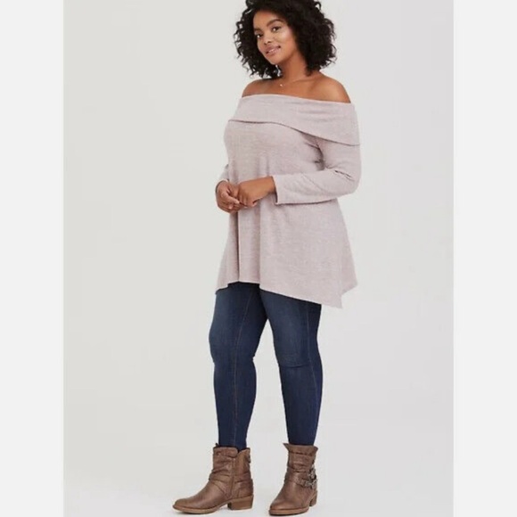 Torrid super soft brushed off the shoulder top light purple size 0 - Picture 1 of 5